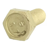 Zeskantige kop Geel Alu P60 OA volledige schroefdraad Din 933